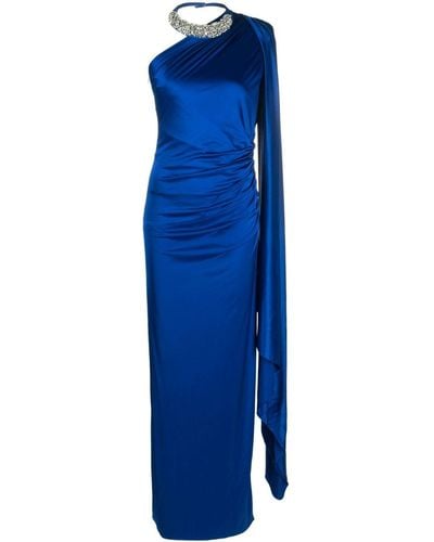 Alexandre Vauthier Draped-sleeve Satin Gown - Blue