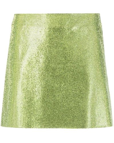 Nue Rhinestone-embellished Silk Mini Skirt - Green