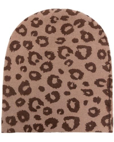 Warm-me Leopard-print Cashmere Beanie - Brown