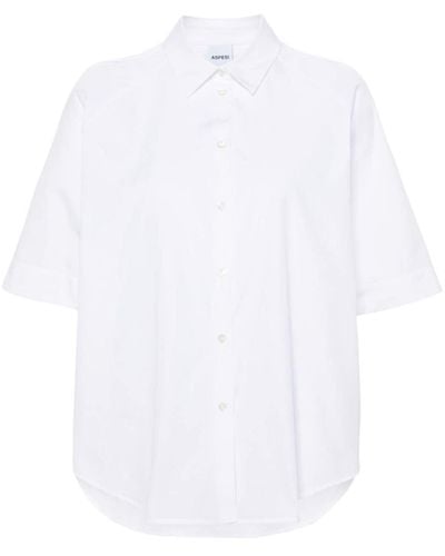 Aspesi Pinch-detailed Shot-sleeve Shirt - White