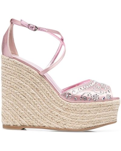 Le Silla Crystal-embellished Wedge Sandals - Pink