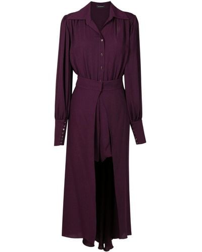 Olympiah Detachable-skirt Layered Shirtdress - Purple