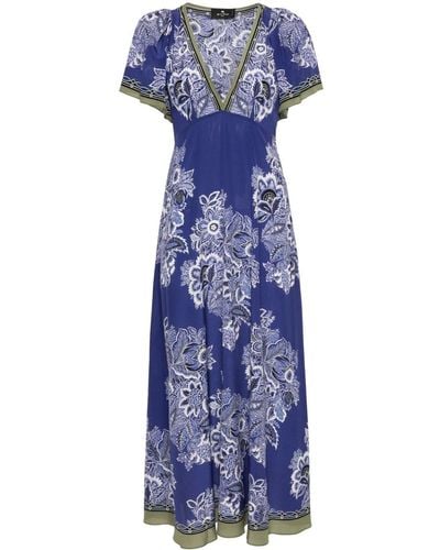Etro Maxi-jurk Met Bloemenprint - Blauw