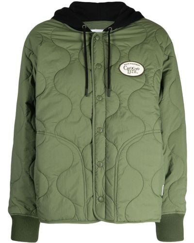 Chocoolate Logo-patch Quilted Hooded Jacket - Green