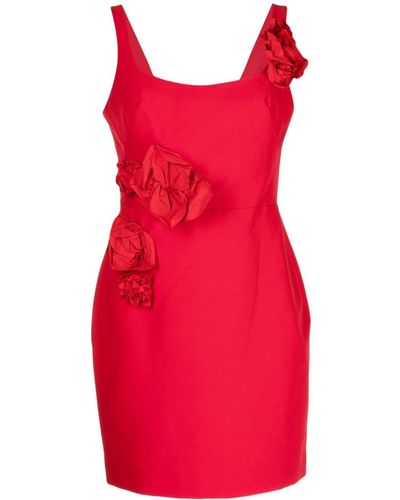 Marchesa Flower-detail Sleeveless Minidress - Red