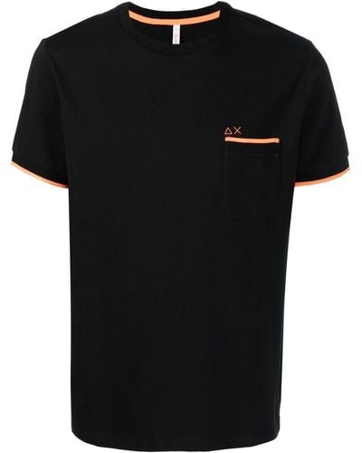 Sun 68 T-shirt Met Geborduurd Logo - Zwart