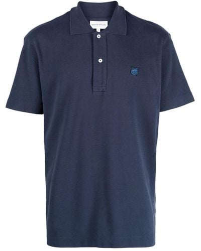 Maison Kitsuné Fox-patch Cotton Polo Shirt - Blue