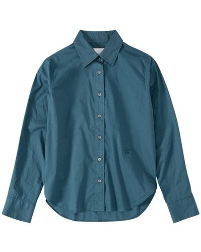Closed Logo-embroidered Cotton Shirt - Blue