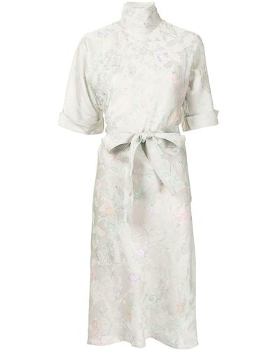 Shanghai Tang フローラル ベルテッド ドレス - ホワイト