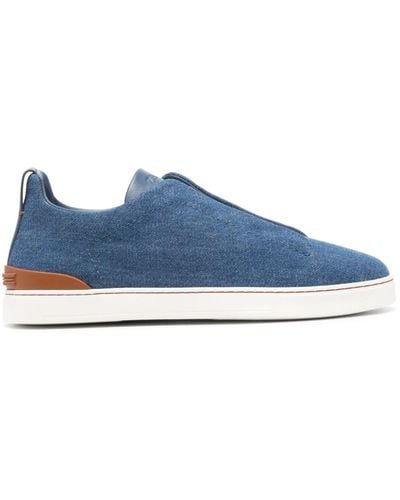 Zegna Triple Stitch Slip-On-Sneakers - Blau