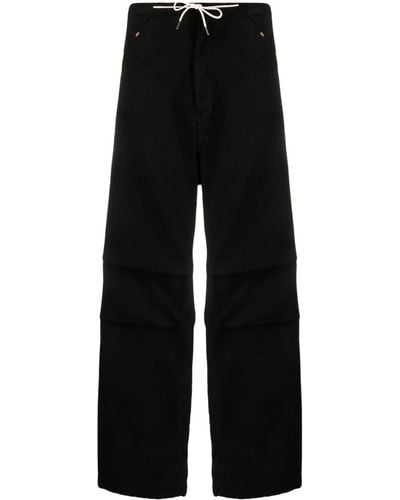 DARKPARK Drawstring-waistband Cotton Trousers - Black