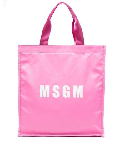 MSGM Logo-print Tote Bag - Pink