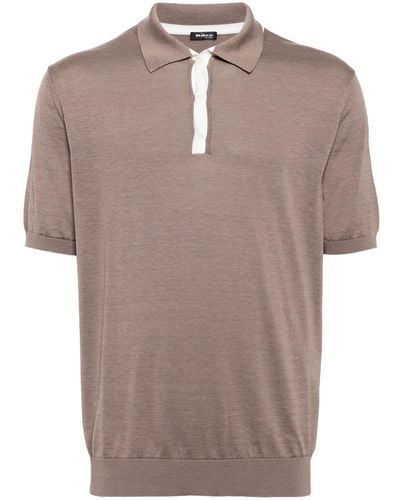 Kiton Contrast Placket Jersey Polo Shirt - Brown