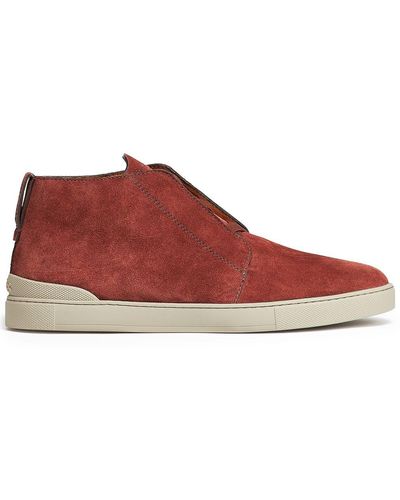 Zegna Ankle Suede Boots - Red