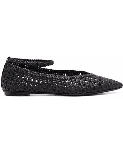 Roberto Del Carlo Woven Leather Ballerina Shoe - Black
