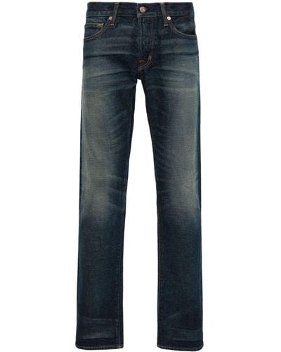 Tom Ford Mid-Rise Slim-Fit Jeans - Blue