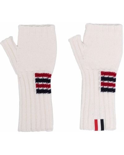 Thom Browne Chunky-knit Fingerless Gloves - White