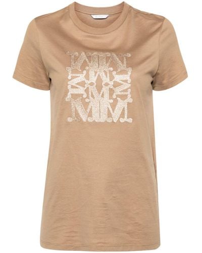 Max Mara Camiseta Taverna con logo bordado - Neutro