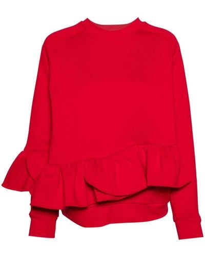 Ioana Ciolacu Cherry Sweatshirt mit Rüschenbesatz - Rot