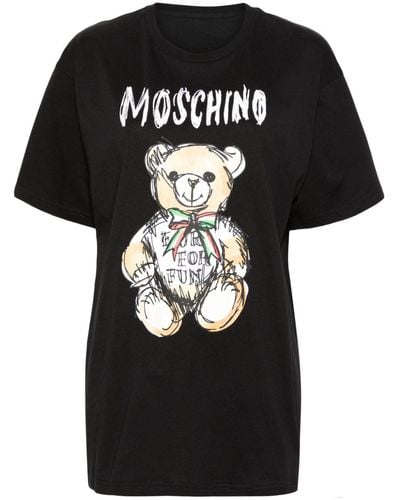 Moschino T-shirt Met Teddybeerprint - Zwart