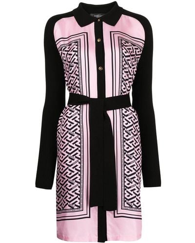 Versace Greca Pattern Knitted Dress - Pink