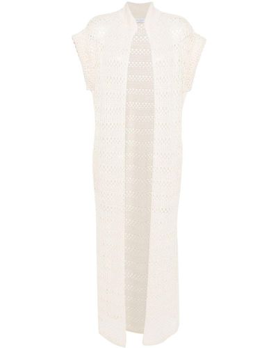 Brunello Cucinelli Open-knit Long Cardigan - White