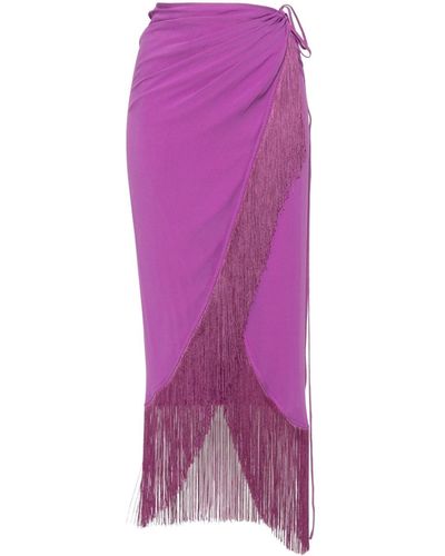 ANDAMANE Jacky Fringed Midi Skirt - Purple