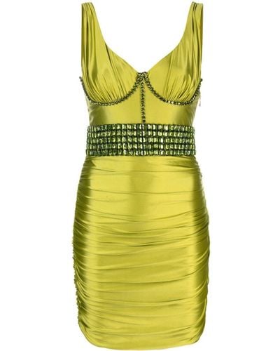 Elisabetta Franchi Crystal-embellished Ruched Minidress - Yellow