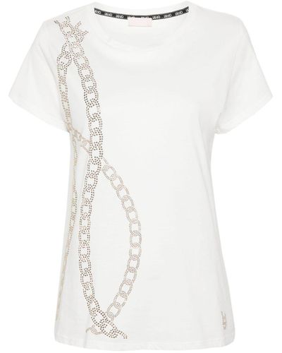 Liu Jo Chain-link Bead-embellished T-shirt - White