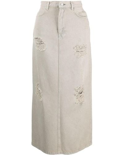 Acne Studios Distressed-effect Organic Cotton Skirt - White
