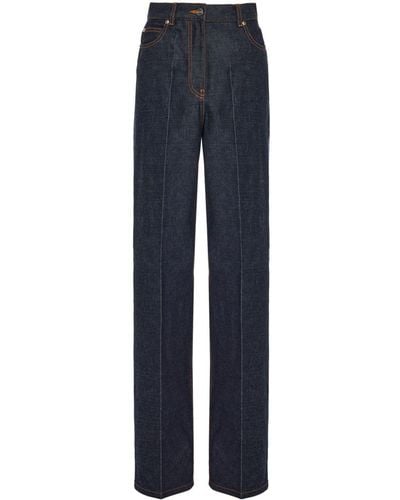 Ferragamo Wide-Leg-Jeans mit Kontrastnähten - Blau