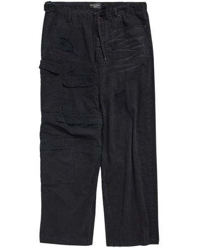 Balenciaga Hybrid Denim-ripstop Wide-leg Trousers - Blue