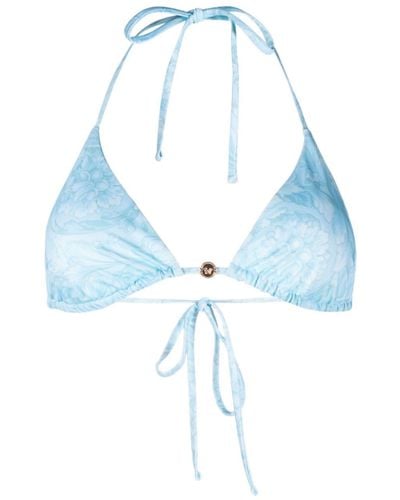Versace Triangel Bikinitop Met Barokprint - Blauw