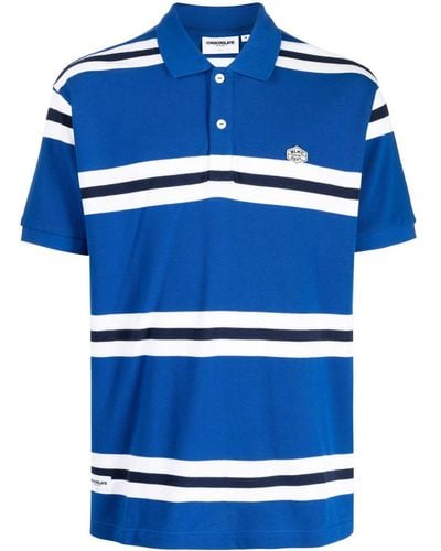 Chocoolate Horizontal Stripes Cotton Polo Shirt - Blue