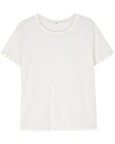 Baserange Meliertes Lyocell-T-Shirt - Weiß