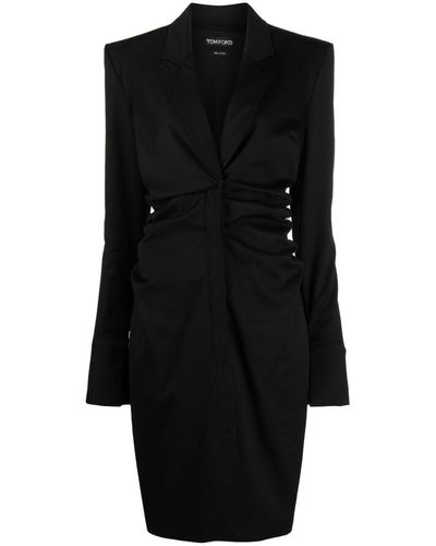 Tom Ford Midi-jurk Met Ruches - Zwart