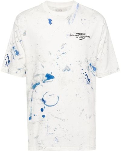 DOMREBEL Rag Paint-detail Logo-embroidered T-shirt - White
