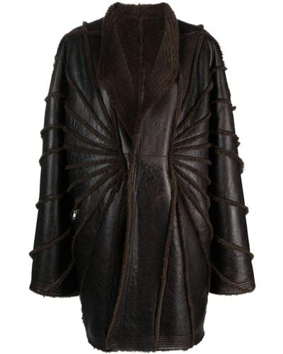 Rick Owens Panelled-design Leather Coat - Black