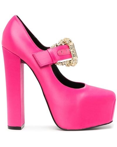 Versace Hurley 150mm Satin Platform Court Shoes - Pink