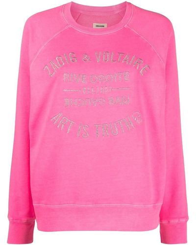 Zadig & Voltaire Embroidered-logo Cotton Sweatshirt - Pink