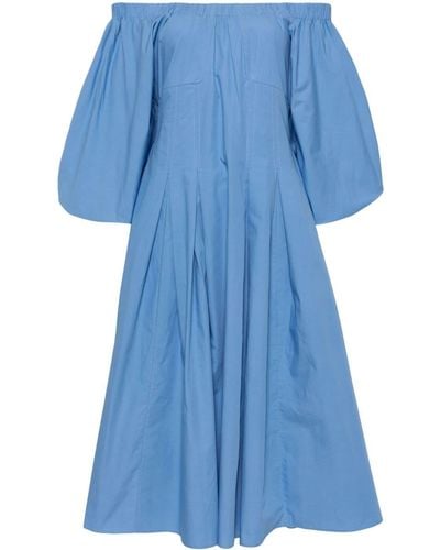 Rejina Pyo Puff-sleeved Off-shoulder Dress - Blue