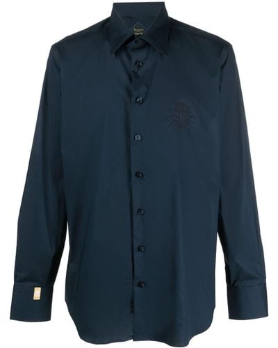 Billionaire Slim-cut Logo-embroidered Shirt - Blue