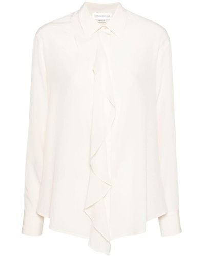 Victoria Beckham Ruffle-detail Silk Blouse - White