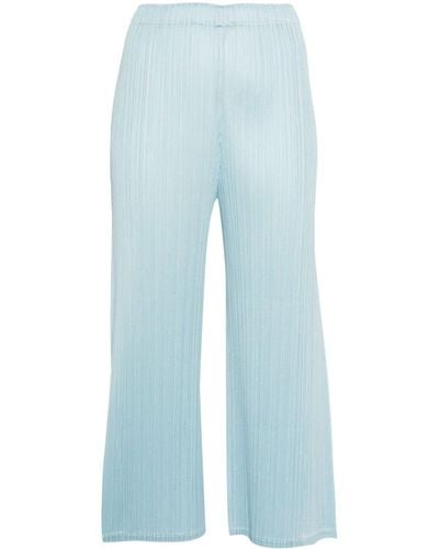 Pleats Please Issey Miyake Plissé-effect straight trousers - Azul