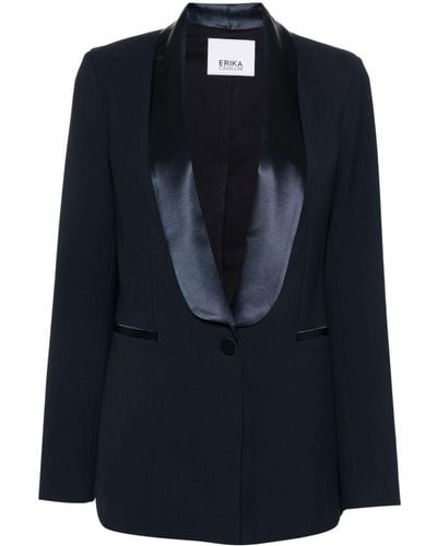 Erika Cavallini Semi Couture Satin-lapels Blazer - Black