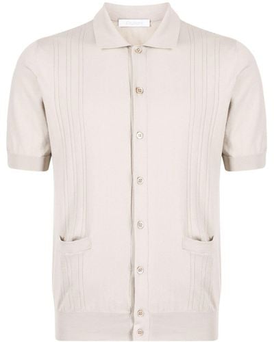 Cruciani Pointelle-knit Cotton Polo Shirt - Natural