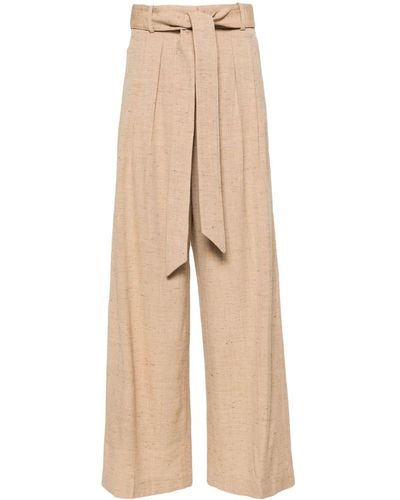 JOSEPH Atlas Speckled Palazzo Trousers - Natural