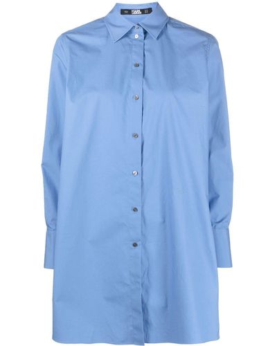 Karl Lagerfeld Camisa con logo bordado - Azul