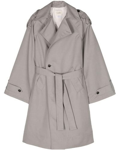 Quira Cut-out Belted Trench Coat - Gray