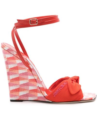 Jimmy Choo 120mm Geometric Wedge Sandals - Red